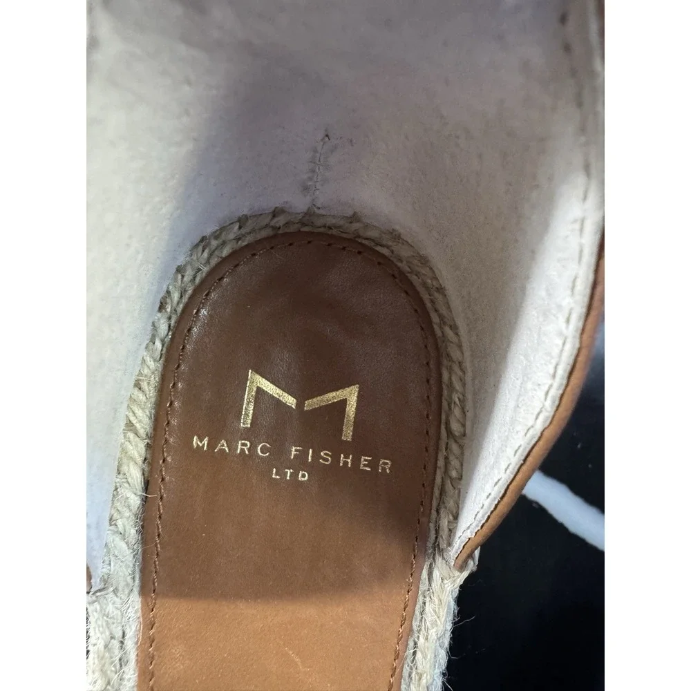 Marc Fisher Alida Suede Espadrille Platform Wedge Sandals Brown Open Toe 6.5M
